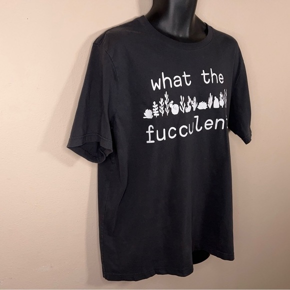 2XL Succulent Tee What The Flucculent Graphic Tee Dark Grey/Black Tshirt - Picture 9 of 13